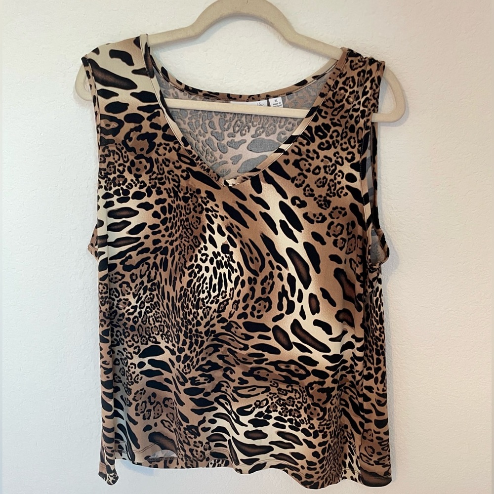 Susan Graver Animal Print Tank Top Size XL